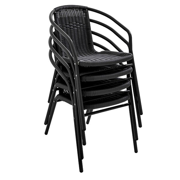 OVIALA - Chaise de jardin aluminium et résine noire - Saint Germain - large