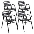 OVIALA - Lot de 4 fauteuils de jardin aluminium noir - Nothing Hill - vignette