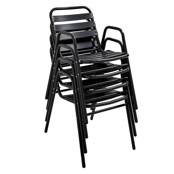 OVIALA - Lot de 4 fauteuils de jardin aluminium noir - Nothing Hill - large