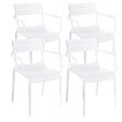 OVIALA - Lot de 4 fauteuils de terrasse en plastique blanc - Paname - vignette