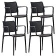 OVIALA - Lot de 4 chaises de terrasse en plastique noir - Riga - vignette