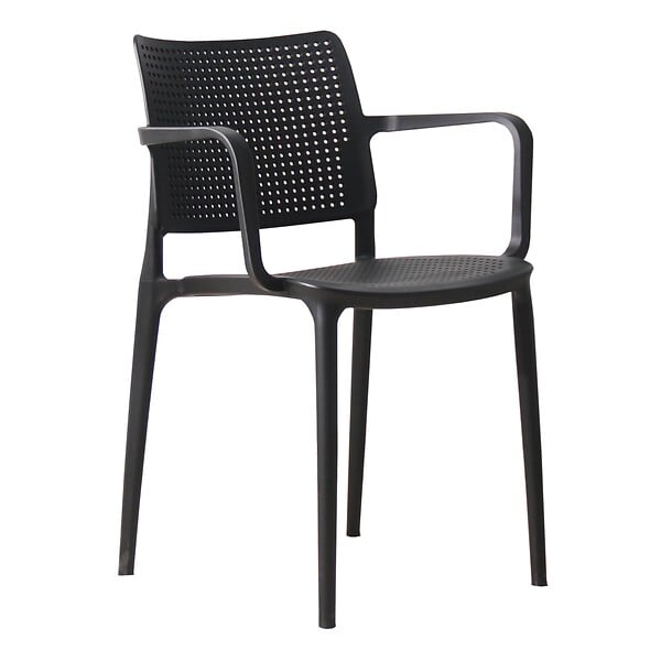 OVIALA - Lot de 4 chaises de terrasse en plastique noir - Riga - large