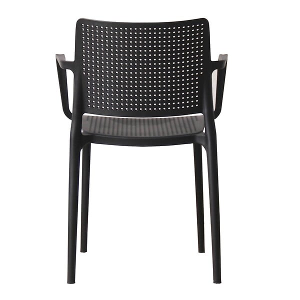 OVIALA - Lot de 4 chaises de terrasse en plastique noir - Riga - large