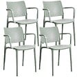 OVIALA - Lot de 4 chaises de terrasse en plastique vert sauge - Riga - vignette