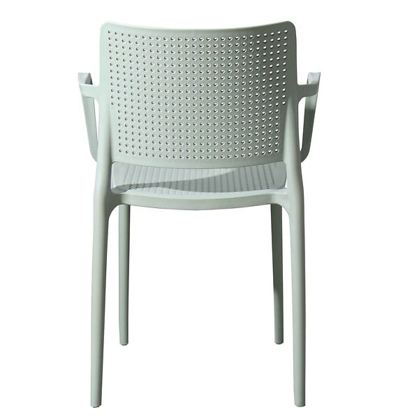 OVIALA - Lot de 4 chaises de terrasse en plastique vert sauge - Riga - large