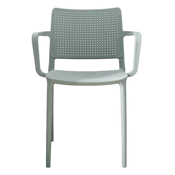 OVIALA - Lot de 4 chaises de terrasse en plastique vert sauge - Riga - large
