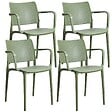 OVIALA - Lot de 4 chaises de terrasse en plastique vert cactus - Riga - vignette
