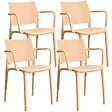OVIALA - Lot de 4 chaises de terrasse en plastique jaune clair - Riga - vignette
