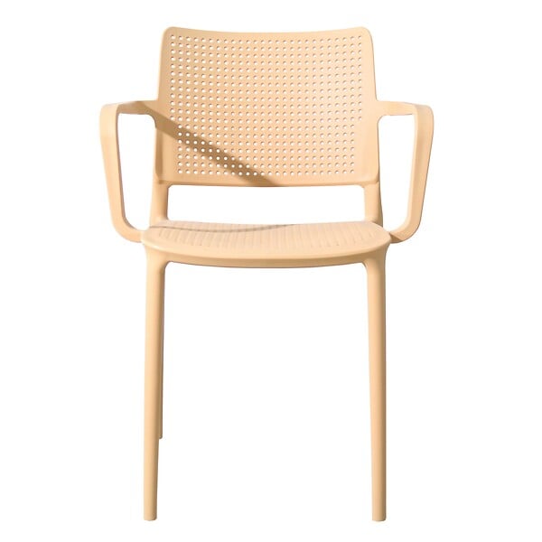 OVIALA - Lot de 4 chaises de terrasse en plastique jaune clair - Riga - large