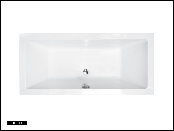 OTITEC - Baignoire Droite sans Tablier - 170 x 75 cm - QUADRO SANS TABLIER - REPOSE-TÊTE OFFERT - large