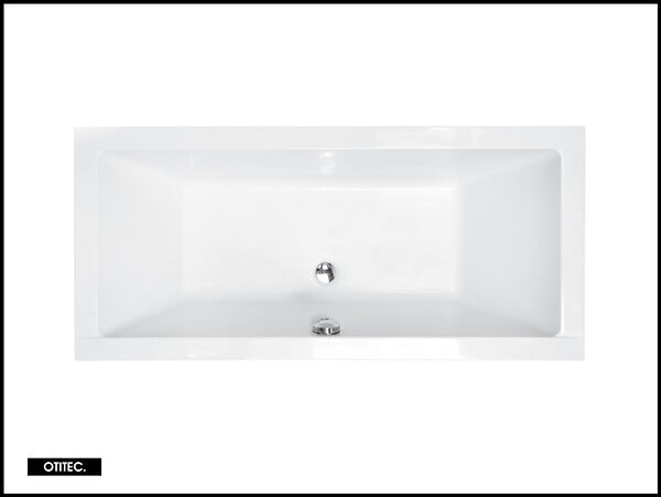 OTITEC - Baignoire Droite sans Tablier - 175 x 80 cm - QUADRO SANS TABLIER - REPOSE-TÊTE OFFERT - large