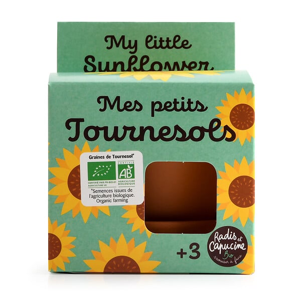 RADIS ET C - Pot 8 cm avec coupelle Tournesols - Bio - large