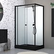 AURLANE - Cabine de douche rectangulaire 110x80x197 cm - Porte coulissante - Receveur Noir Mat - vignette