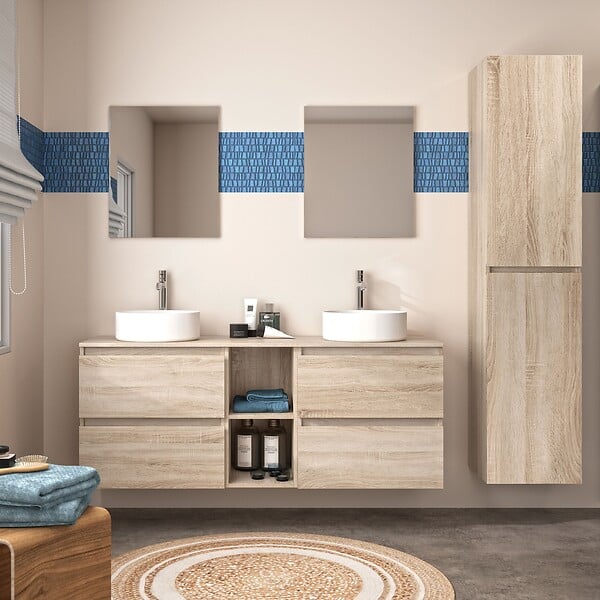 ALLIBERT - Colonne de salle de bain  murale avec rangement 40 x 180 x 35 cm BAZIL - large