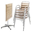OVIALA - Table de jardin pliante et 4 chaises en aluminium et bois - Times square - vignette