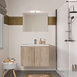 ALLIBERT - Meuble sous-vasque avec rangement Chêne Hamilton 80cm  à suspendre BAZIL - vignette