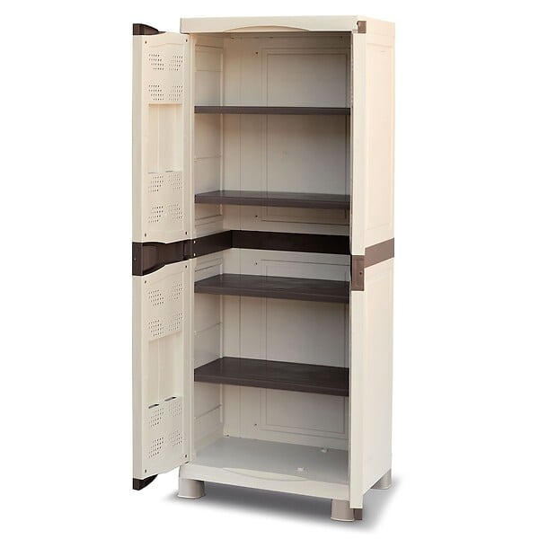 INTEC - Armoire de rangement 2 portes 4 Etagères 70 x 47 x 184cm 4 pieds Charge 100kg max INTEC - large