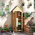 OUTSUNNY - Armoire abri de jardin remise pour outils 3 étagères porte loquet toit pente bitumé dim. 77L x 54l x 179H cm bois sapin pré-huilé - vignette