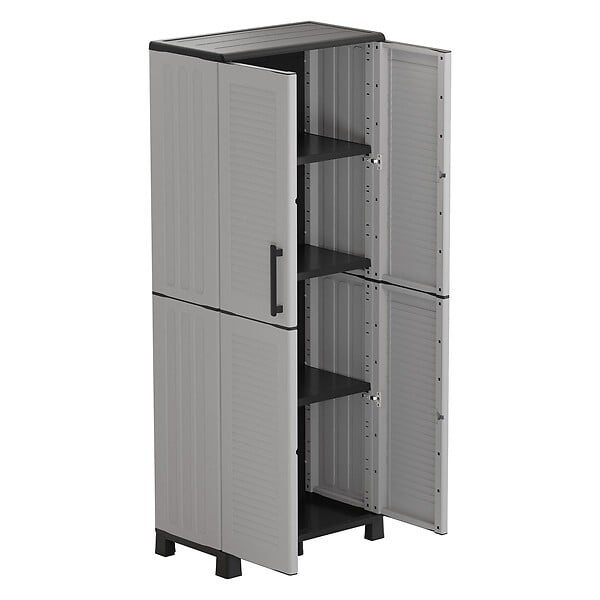 INTEC - Armoire de rangement 2 portes 4 Etagères Grise 68 x 37 x H169 cm 4 pieds INTEC - large
