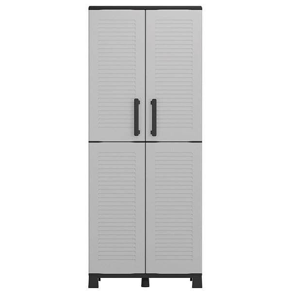 INTEC - Armoire de rangement 2 portes 4 Etagères Grise 68 x 37 x H169 cm 4 pieds INTEC - large