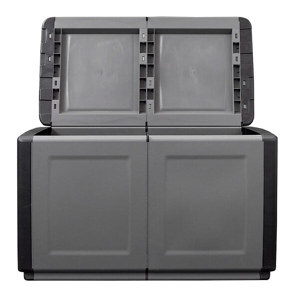 INTEC - Coffre de rangement 230L Coffre de Jardin Gris/Noir 96 x 53 x H57cm Poignées de transport polypropylène INTEC - large
