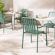 OVIALA - Chaise de terrasse avec accoudoirs en aluminium vert foncé - Faro - vignette