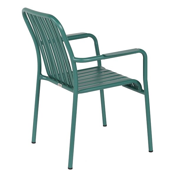 OVIALA - Chaise de terrasse avec accoudoirs en aluminium vert foncé - Faro - large