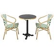 OVIALA - Ensemble table de terrasse marbre noir et 2 chaises vert - Montmartre - vignette