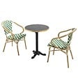 OVIALA - Ensemble table de terrasse marbre noir et 2 chaises vert - Montmartre - vignette