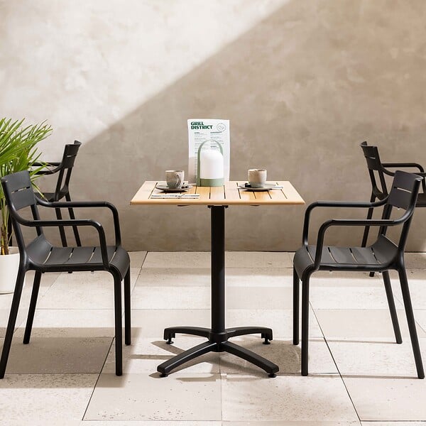 OVIALA - Lot de 4 fauteuils de terrasse en plastique noir - Paname - large