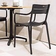 OVIALA - Lot de 4 fauteuils de terrasse en plastique noir - Paname - vignette