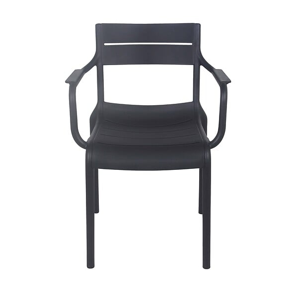 OVIALA - Lot de 4 fauteuils de terrasse en plastique noir - Paname - large