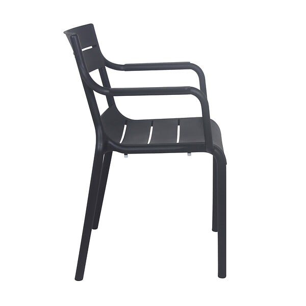 OVIALA - Lot de 4 fauteuils de terrasse en plastique noir - Paname - large