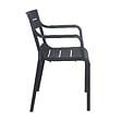 OVIALA - Lot de 4 fauteuils de terrasse en plastique noir - Paname - vignette