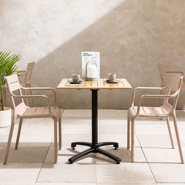 OVIALA - Lot de 4 fauteuils de terrasse en plastique beige - Paname - large