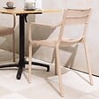 OVIALA - Lot de 4 fauteuils de terrasse en plastique beige - Paname - vignette