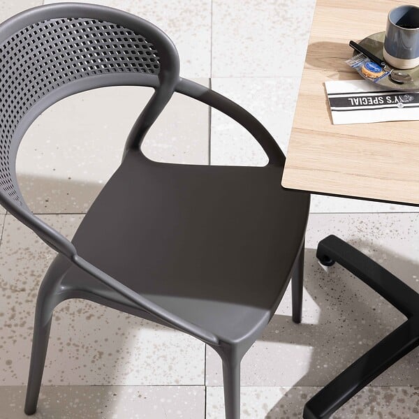 OVIALA - Lot de 4 chaises de terrasse grises - Madrid - large