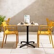 OVIALA - Lot de 4 fauteuils de terrasse en plastique jaune moutarde - Paname - vignette