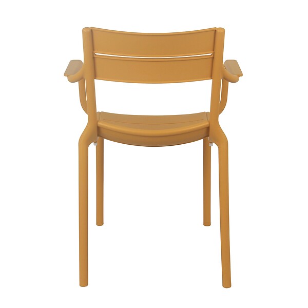 OVIALA - Lot de 4 fauteuils de terrasse en plastique jaune moutarde - Paname - large