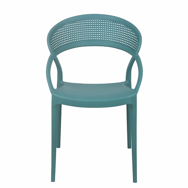 OVIALA - Lot de 4 chaises de terrasse vert foncé - Madrid - large