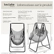 TECTAKE - Fauteuil suspendu ALISON style boho avec une capacité de charge de 160kg gris - vignette