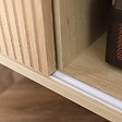 HOMCOM - Meuble TV banc TV design Urban Craft - 2 portes coulissantes, 2 niches - piètement cylindrique - panneaux particules aspect bois clair - vignette