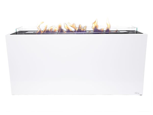 PURLINE - Grande cheminée à l'éthanol au sol en acier blanc et 3 brûleurs. - large