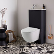 GODART - Pack WC suspendu avec lave-mains intégré + cuvette sans bride blanc mat fixations invisibles cyrus - vignette