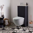 GODART - Pack WC suspendu avec lave-mains intégré + cuvette sans bride gris mat fixations invisibles cyrus - vignette