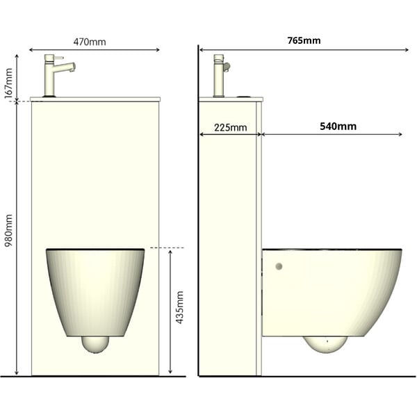 GODART - Pack WC suspendu avec lave-mains intégré + cuvette sans bride gris mat fixations invisibles cyrus - large