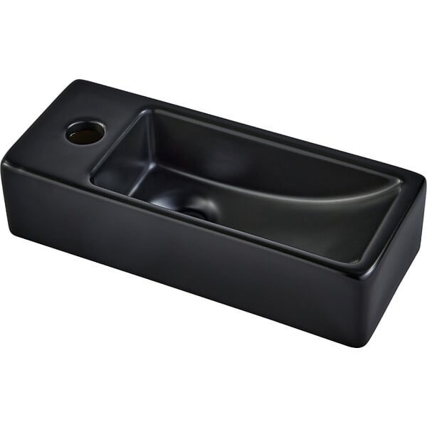 GODART - Lave-mains gain de place noir mat à suspendre 37 x 15 cm - robinet à gauche - Longine - large
