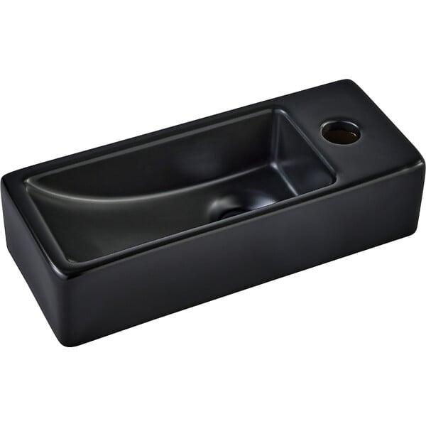 GODART - Lave-mains gain de place noir mat à suspendre 37 x 15 cm - robinet à droite - Longine - large