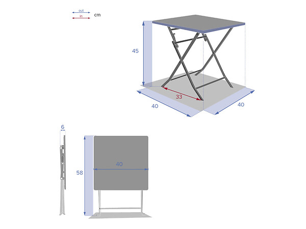 HESPERIDE - Table d'appoint carrée pliante Greensboro Argile - 40 x 40 cm - Hespéride - large
