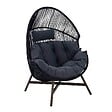 OVIALA - Fauteuil de jardin oeuf sur pied en rotin synthétique 142 cm noir - Bamako - vignette
